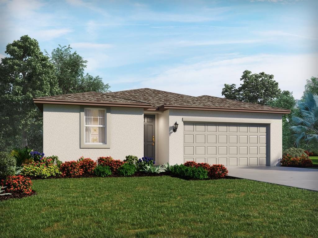 Front exterior of a new home in Benton Hills - Classic Series, Brooksville, FL, highlighting curb appeal (Image 1). Front exterior of a new home in Benton Hills - Classic Series, Brooksville, FL, highlighting curb appeal (Image 1).