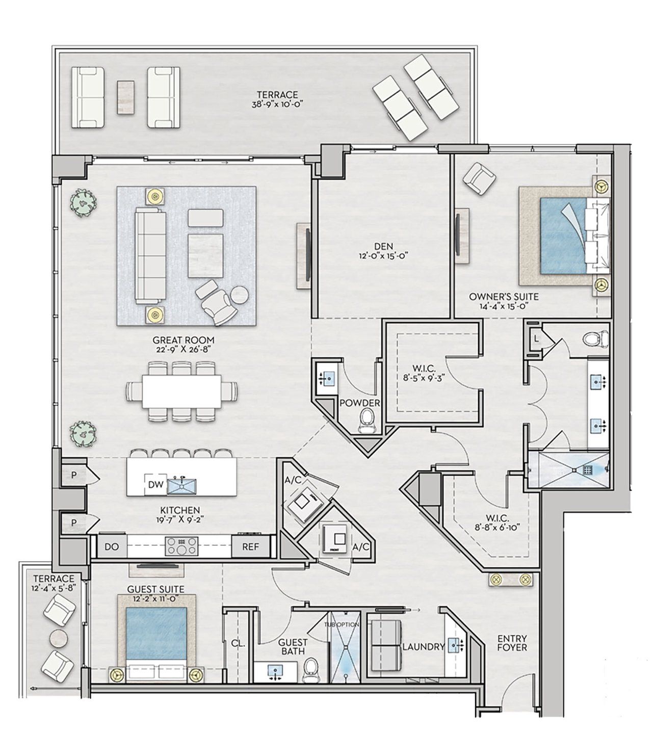 2D floor plan layout for the Bravo by Kolter Urban in Art House, St. Petersburg, FL (Image 1).
