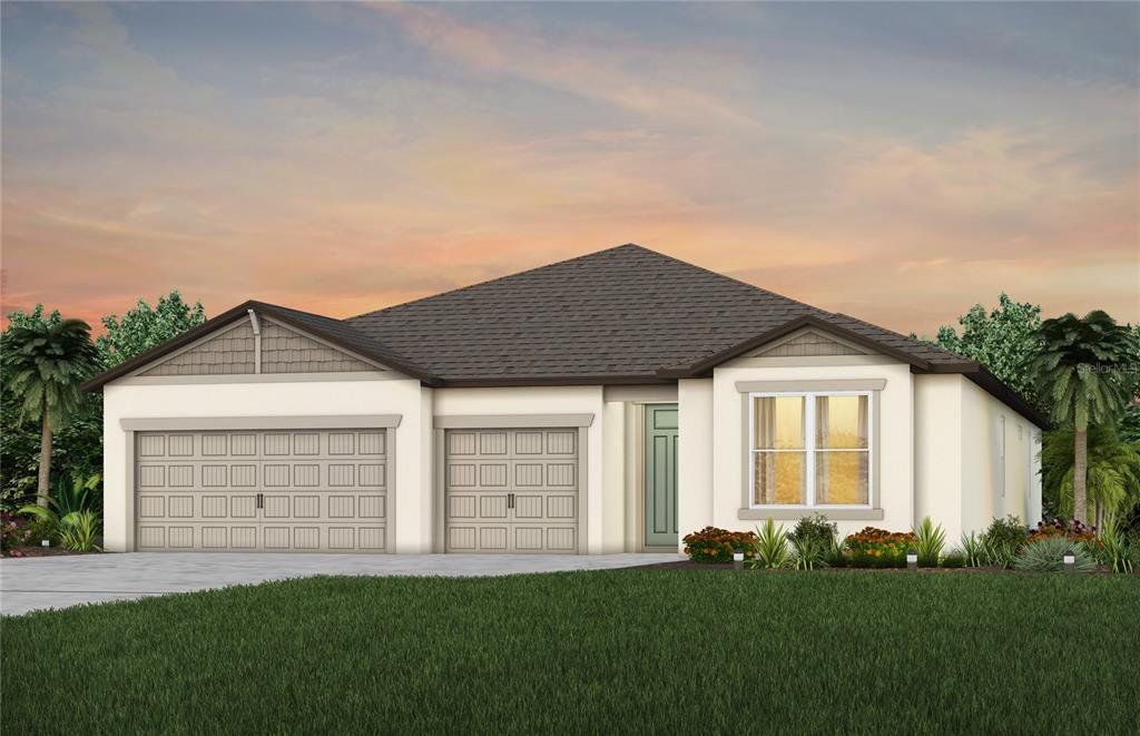 Front exterior of a new home in Caldera, Spring Hill, FL, highlighting curb appeal (Image 1). Front exterior of a new home in Caldera, Spring Hill, FL, highlighting curb appeal (Image 1).