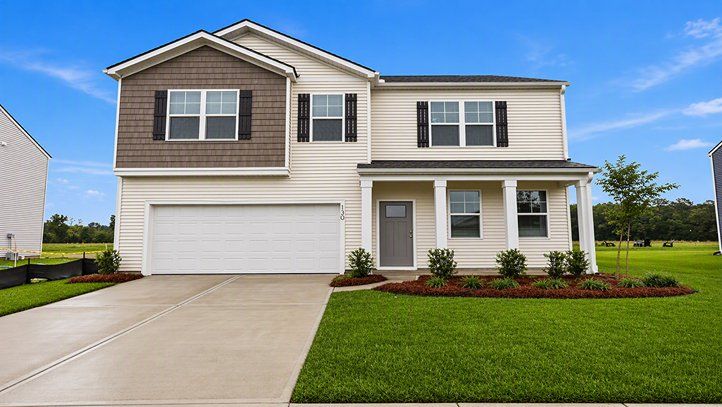 Representative exterior photo of a completed home built from the Hanover by D.R. Horton in The Garrison, Summerville, SC (Image 1). Representative exterior photo of a completed home built from the Hanover by D.R. Horton in The Garrison, Summerville, SC (Image 1).