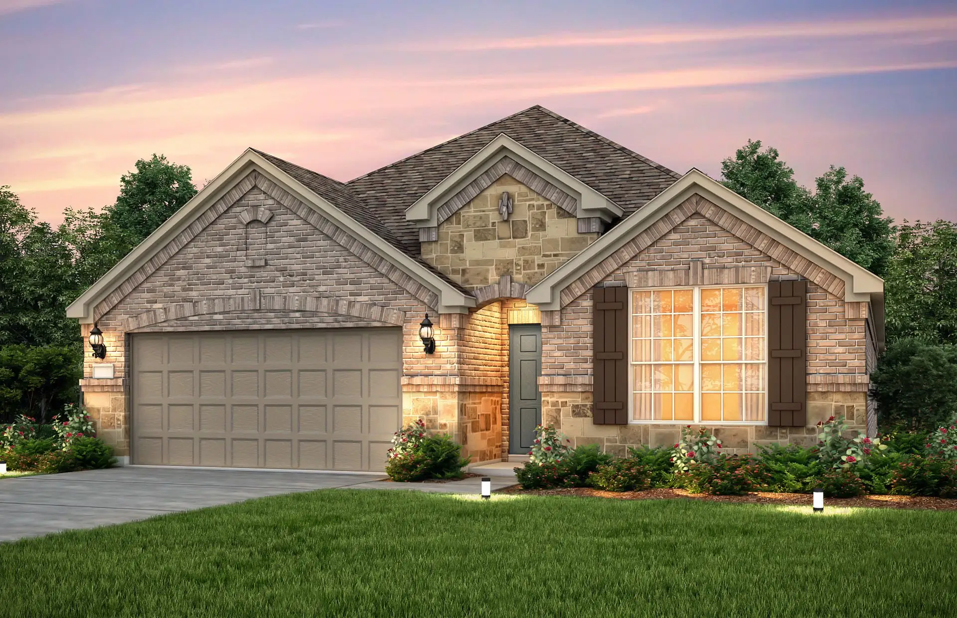 Front exterior of a new home in West Cypress Hills, Spicewood, TX, highlighting curb appeal (Image 1). Front exterior of a new home in West Cypress Hills, Spicewood, TX, highlighting curb appeal (Image 1).