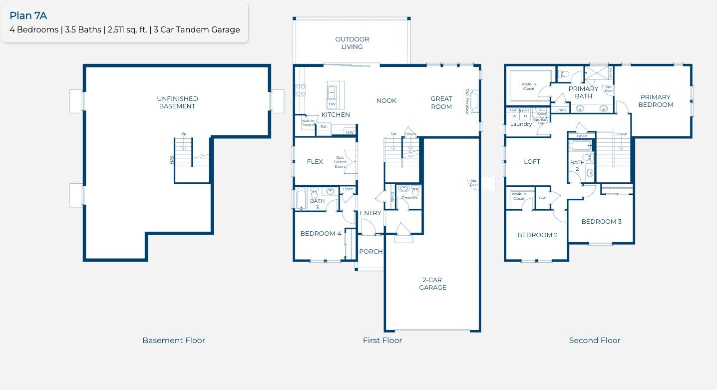 2D floor plan layout for the Plan 4007 by New Home Co. in The Manors Collection at Golden Overlook, Golden, CO (Image 1).