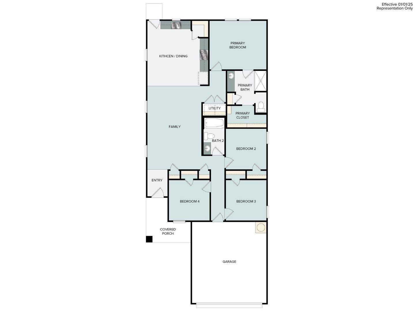 2D floor plan layout of this home in Harvest Ridge, Elgin, TX (Image 1).