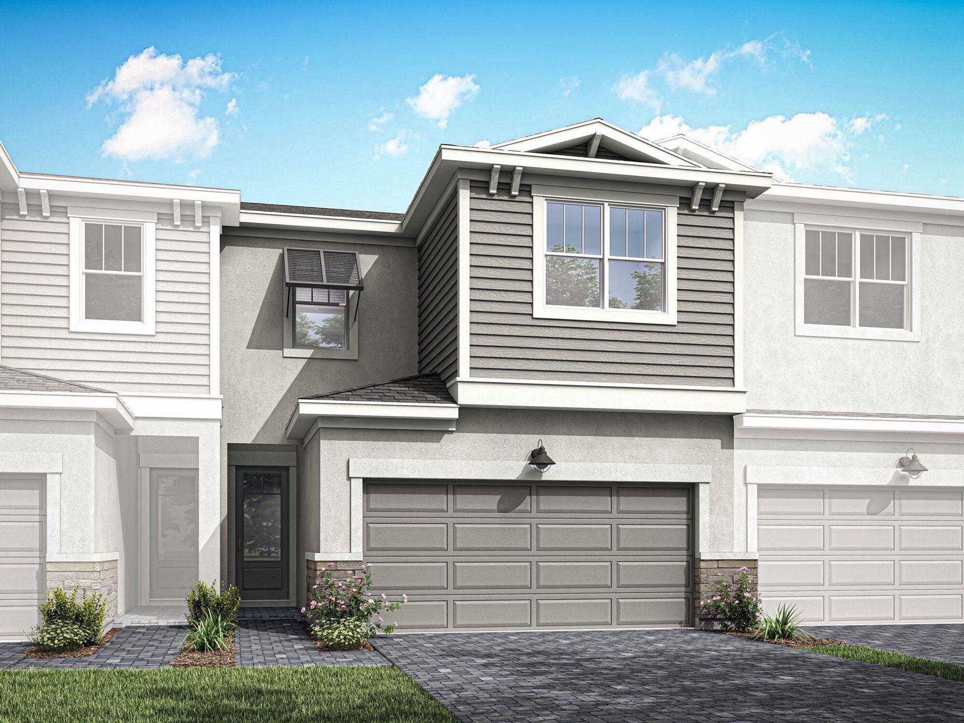 Front exterior of a new home in Avila, Jensen Beach, FL, highlighting curb appeal (Image 1).