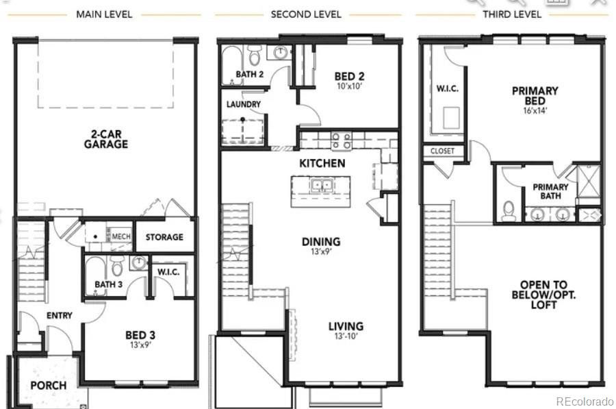 2D floor plan layout of this home in Windler Townhomes, Aurora, CO (Image 1).