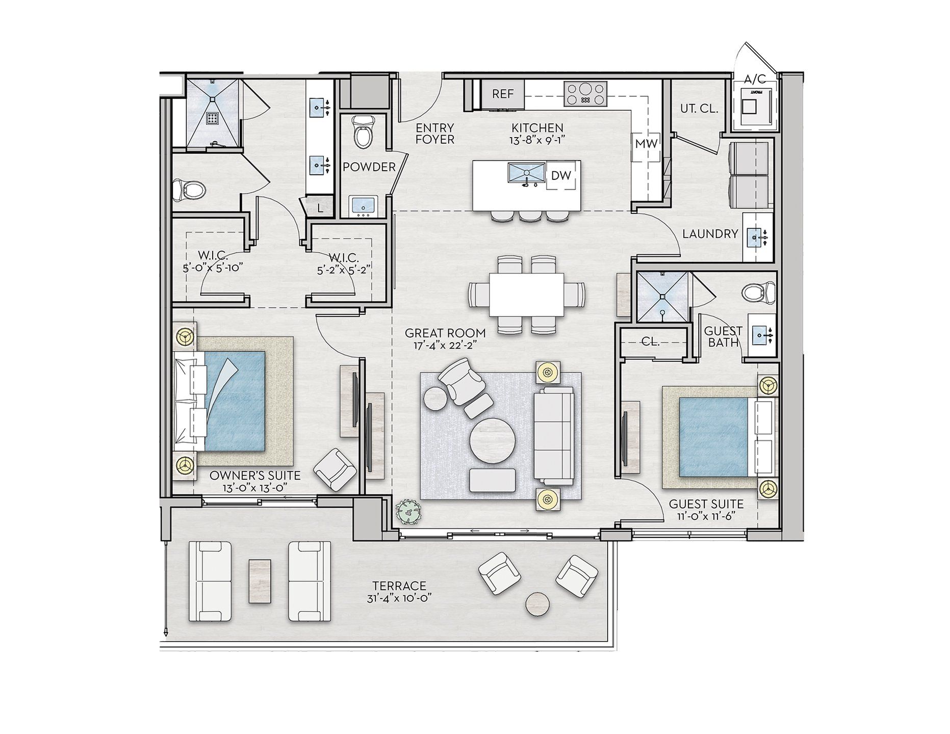 2D floor plan layout for the Grande by Kolter Urban in Art House, St. Petersburg, FL (Image 1).
