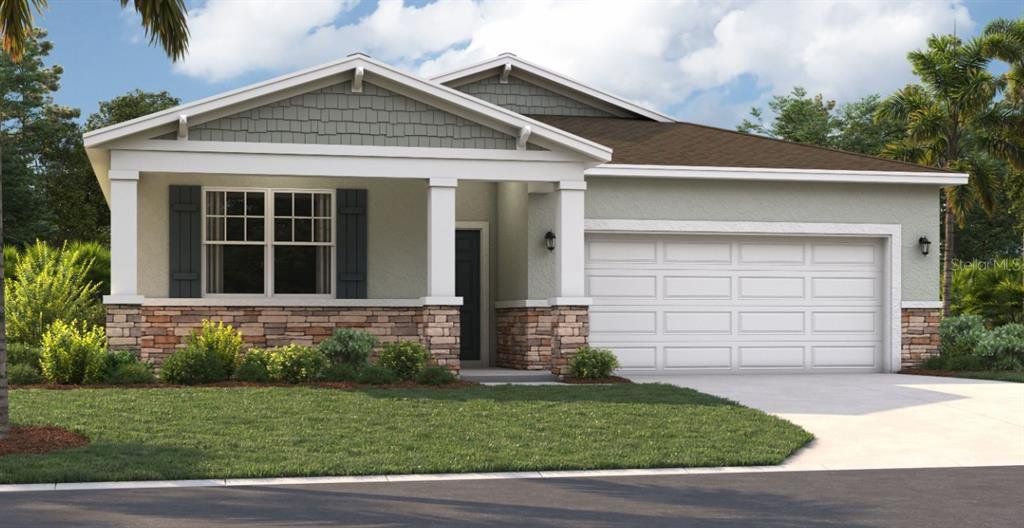 Front exterior of a new home in Brack Ranch, St. Cloud, FL, highlighting curb appeal (Image 1).