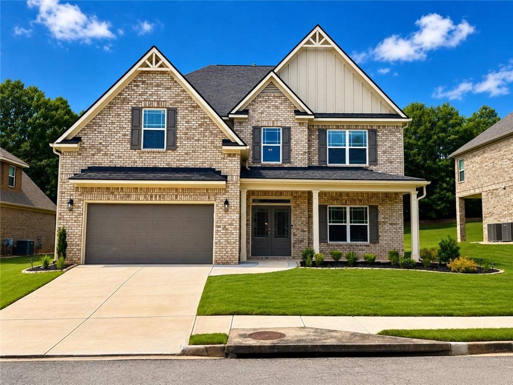 Front exterior of a new home in , McDonough, GA, highlighting curb appeal (Image 1). Front exterior of a new home in , McDonough, GA, highlighting curb appeal (Image 1).