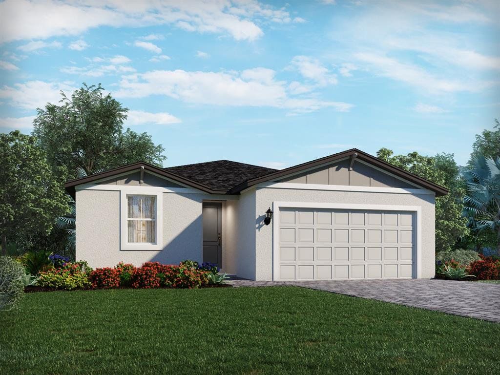 Front exterior of a new home in Manor Oaks, Groveland, FL, highlighting curb appeal (Image 1). Front exterior of a new home in Manor Oaks, Groveland, FL, highlighting curb appeal (Image 1).