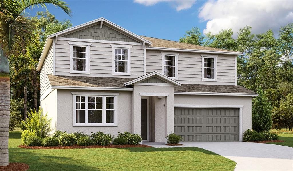 Front exterior of a new home in Seasons at Bella Vista, Dundee, FL, highlighting curb appeal (Image 1). Front exterior of a new home in Seasons at Bella Vista, Dundee, FL, highlighting curb appeal (Image 1).