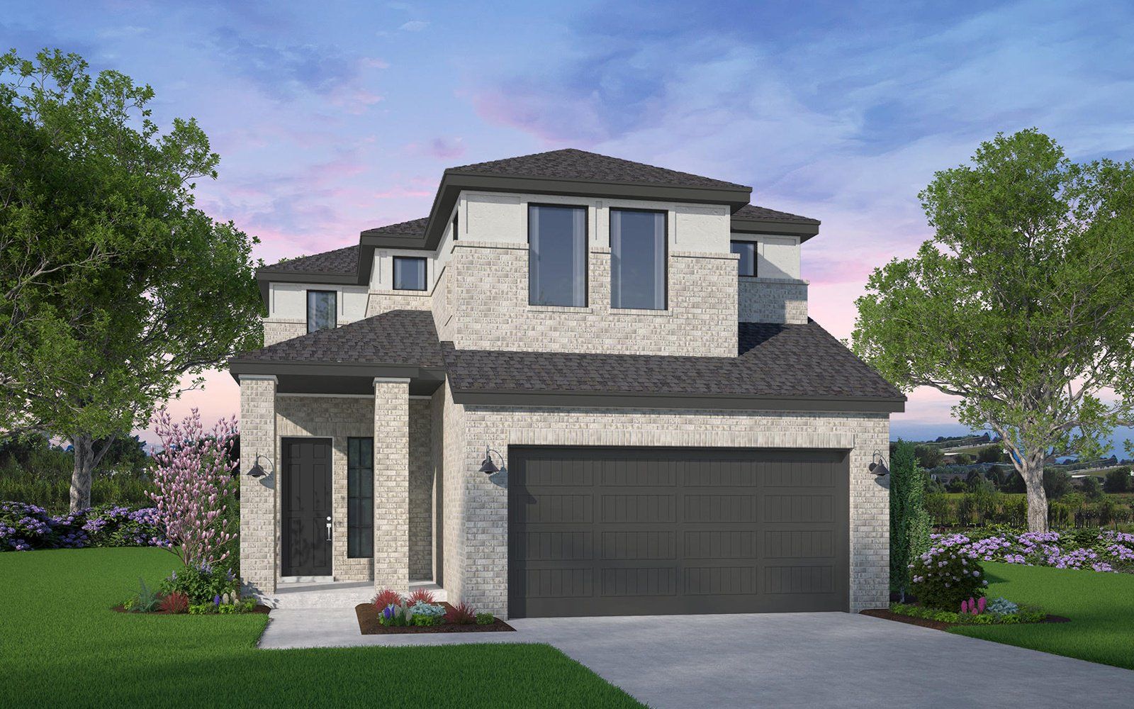 Front exterior of a new home in Midline, Webster, TX, highlighting curb appeal (Image 1). Front exterior of a new home in Midline, Webster, TX, highlighting curb appeal (Image 1).