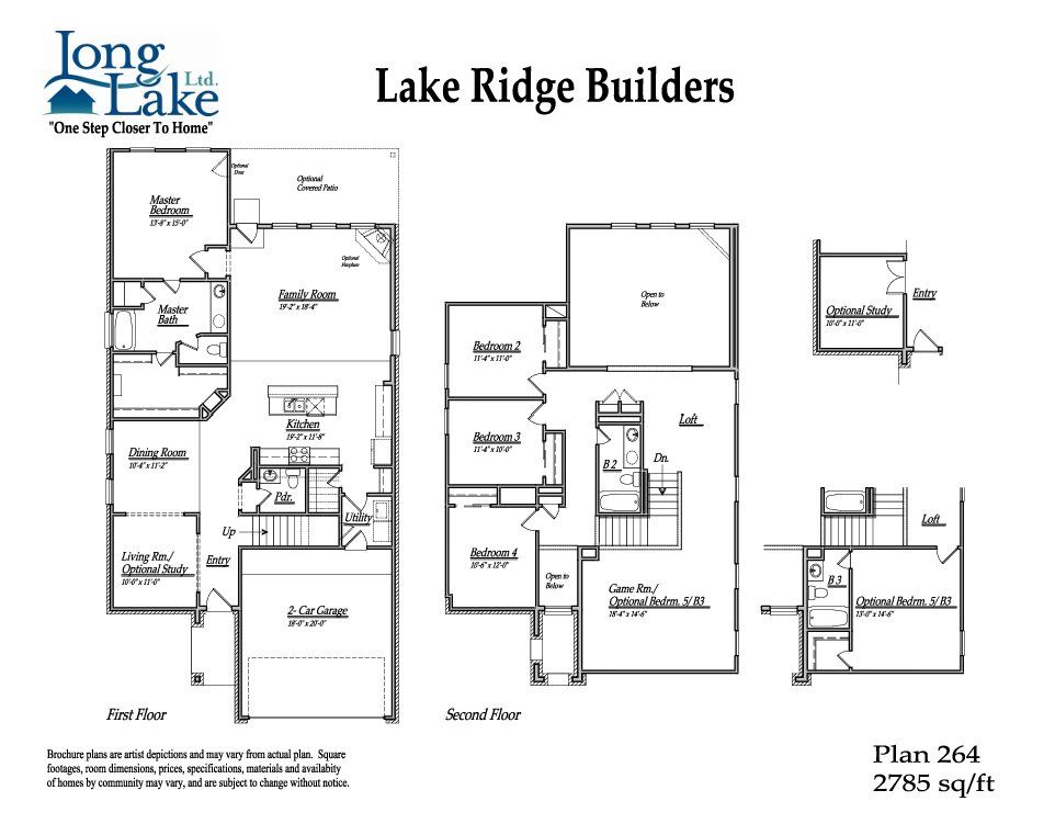2D floor plan layout for the Plan 264 by Long Lake Ltd. in Sheldon Ridge, Houston, TX (Image 1). 2D floor plan layout for the Plan 264 by Long Lake Ltd. in Sheldon Ridge, Houston, TX (Image 1).