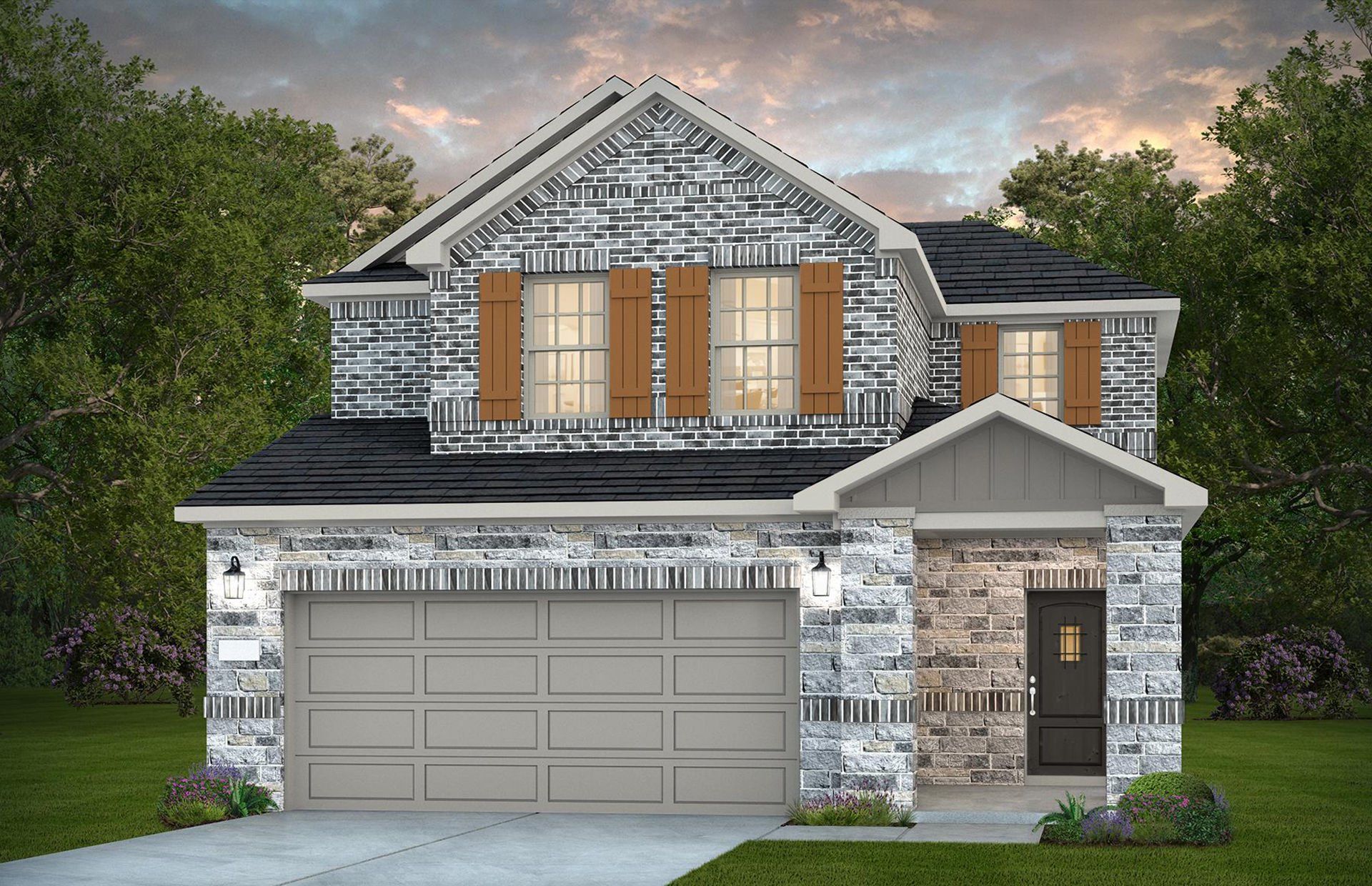 Front exterior of a new home in Ellerden, Tomball, TX, highlighting curb appeal (Image 1). Front exterior of a new home in Ellerden, Tomball, TX, highlighting curb appeal (Image 1).
