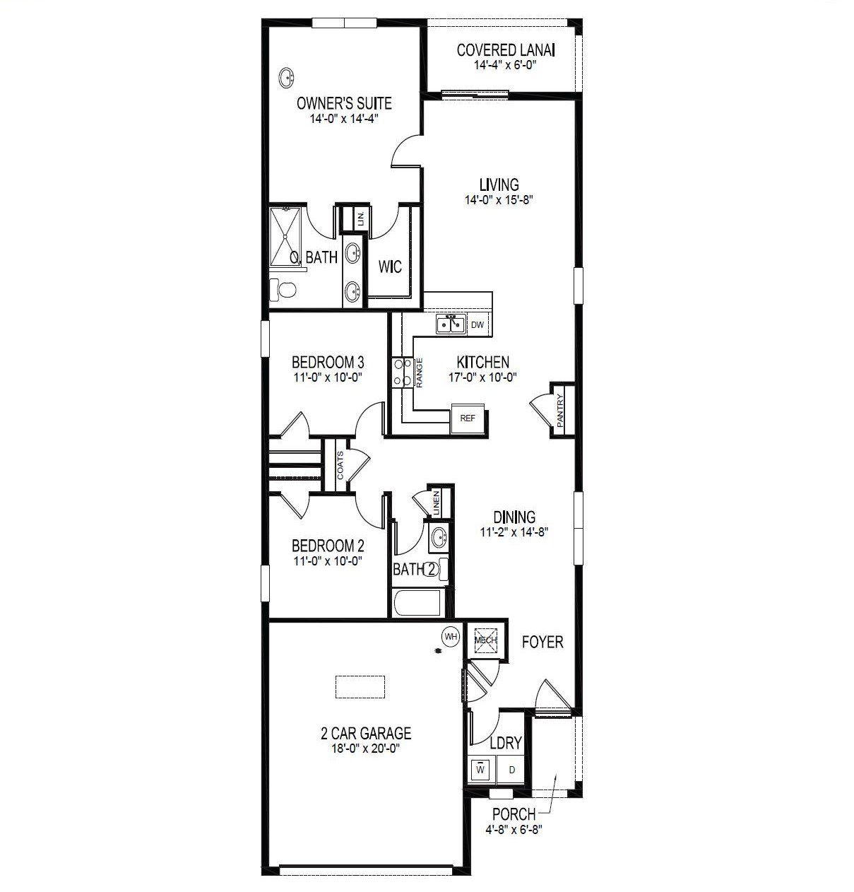 2D floor plan layout of this home in Harmony West, St. Cloud, FL (Image 1).
