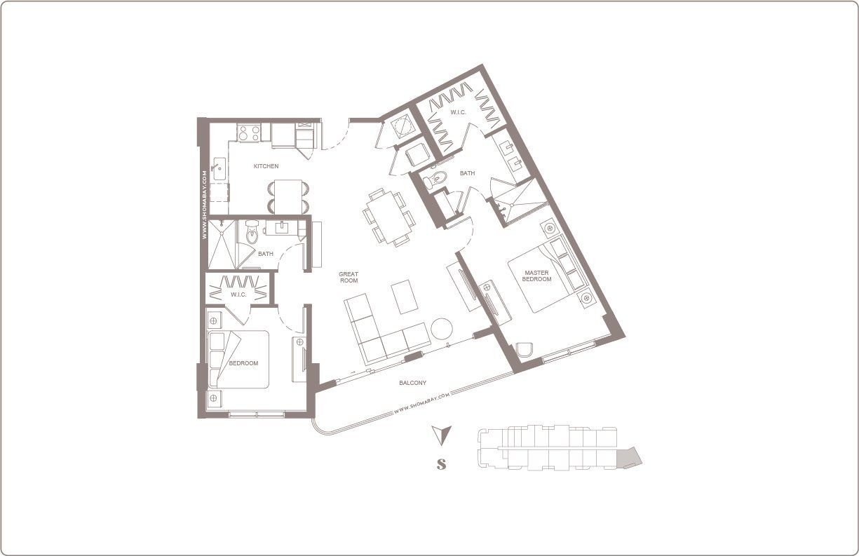 2D floor plan layout for the B3 by Shoma Group in Shoma Bay, North Bay Village, FL (Image 1). 2D floor plan layout for the B3 by Shoma Group in Shoma Bay, North Bay Village, FL (Image 1).