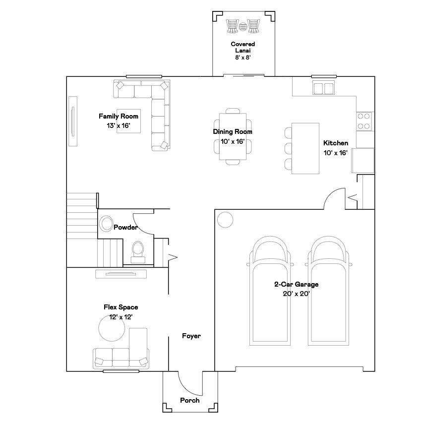 2D floor plan layout of this home in New Port Corners: The Estates, New Port Richey, FL (Image 1).