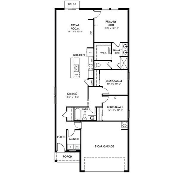 2D floor plan layout of this home in The Reserve at Hammock Oaks - Classic Series, Lady Lake, FL (Image 1).