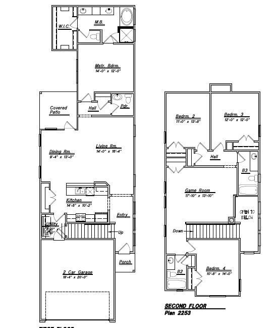 2D floor plan layout for the Floor Plan 2253 by Colina Homes in Splendora Fields, Splendora, TX (Image 1).