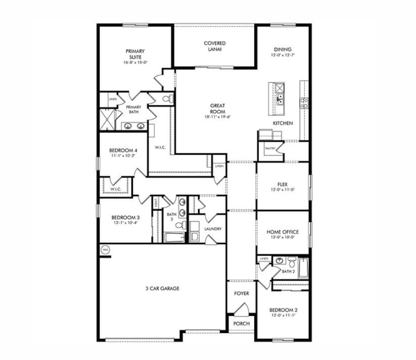 2D floor plan layout of this home in Two Rivers - Signature Series, Zephyrhills, FL (Image 1). 2D floor plan layout of this home in Two Rivers - Signature Series, Zephyrhills, FL (Image 1).