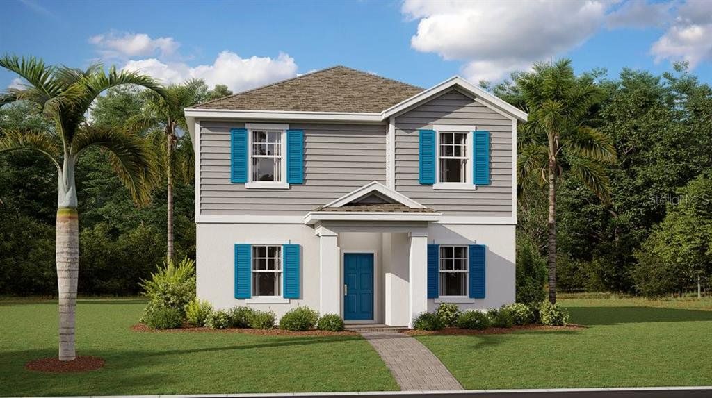Front exterior of a new home in Wellness Ridge, Clermont, FL, highlighting curb appeal (Image 1). Front exterior of a new home in Wellness Ridge, Clermont, FL, highlighting curb appeal (Image 1).