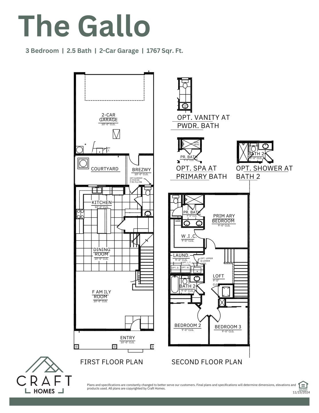 2D floor plan layout of this home in Weslyn Park at Sunbridge (Craft Homes), St. Cloud, FL (Image 1).