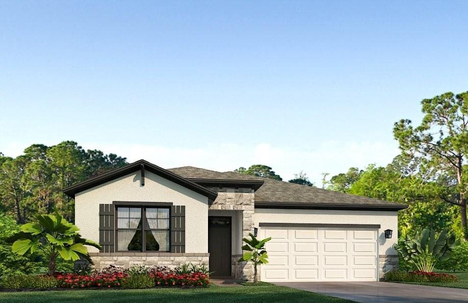 Front exterior of a new home in Twisted Oaks, Wildwood, FL, highlighting curb appeal (Image 1). Front exterior of a new home in Twisted Oaks, Wildwood, FL, highlighting curb appeal (Image 1).