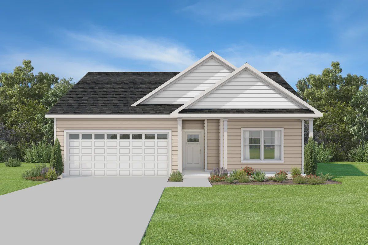 Front exterior of a new home in Dudley & Fairfield, Yadkinville, NC, highlighting curb appeal (Image 1).