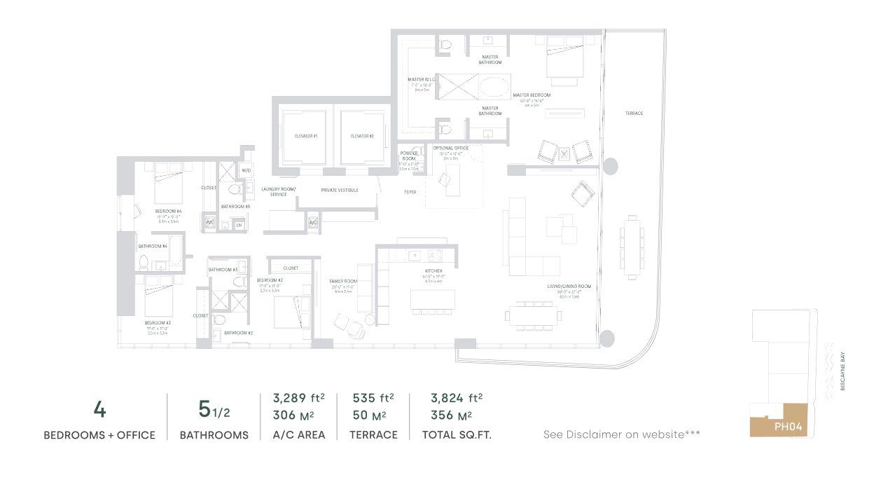 2D floor plan layout for the PH04 - South Tower by The Melo Group in Aria Reserve, Miami, FL (Image 1).