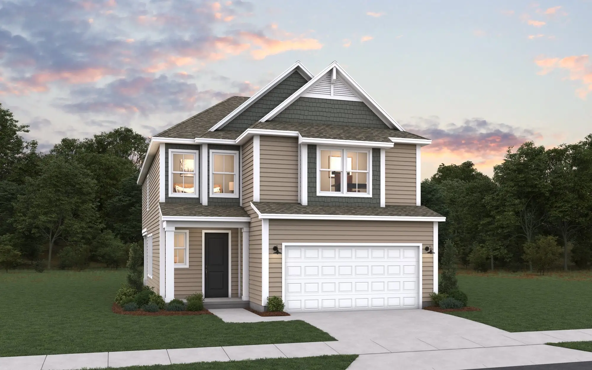 Front exterior of a new home in The Pier South, Seneca, SC, highlighting curb appeal (Image 1).