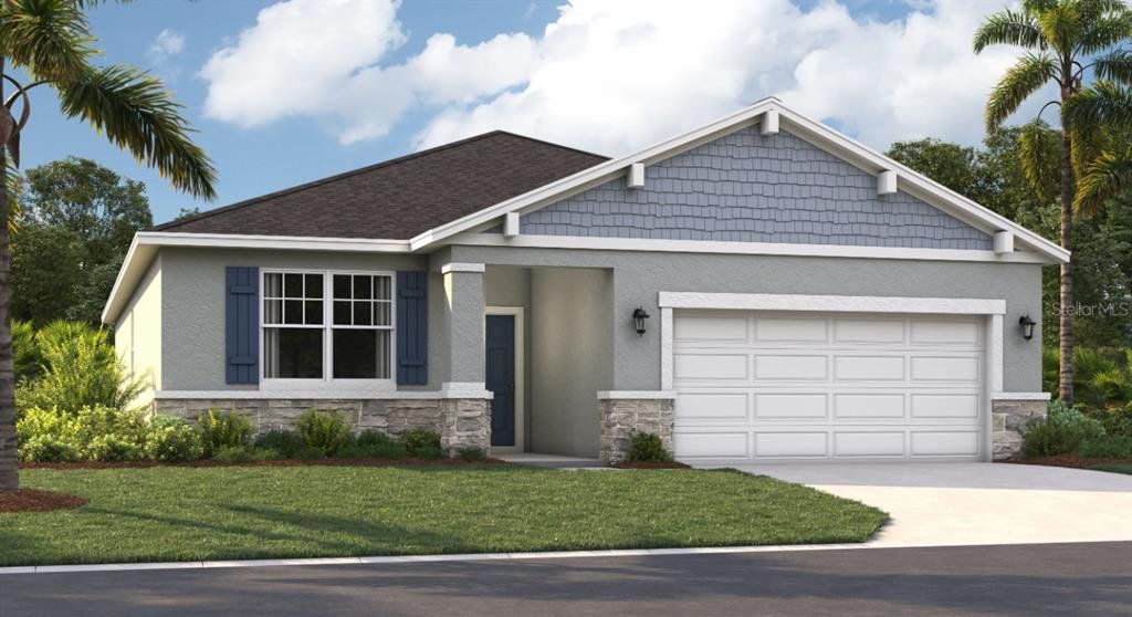 Front exterior of a new home in Hidden Cove, Eustis, FL, highlighting curb appeal (Image 1). Front exterior of a new home in Hidden Cove, Eustis, FL, highlighting curb appeal (Image 1).