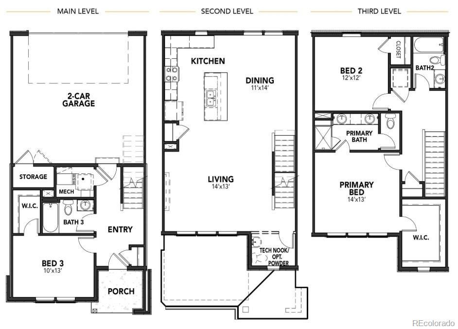 2D floor plan layout of this home in Windler Single Family Homes, Aurora, CO (Image 1).