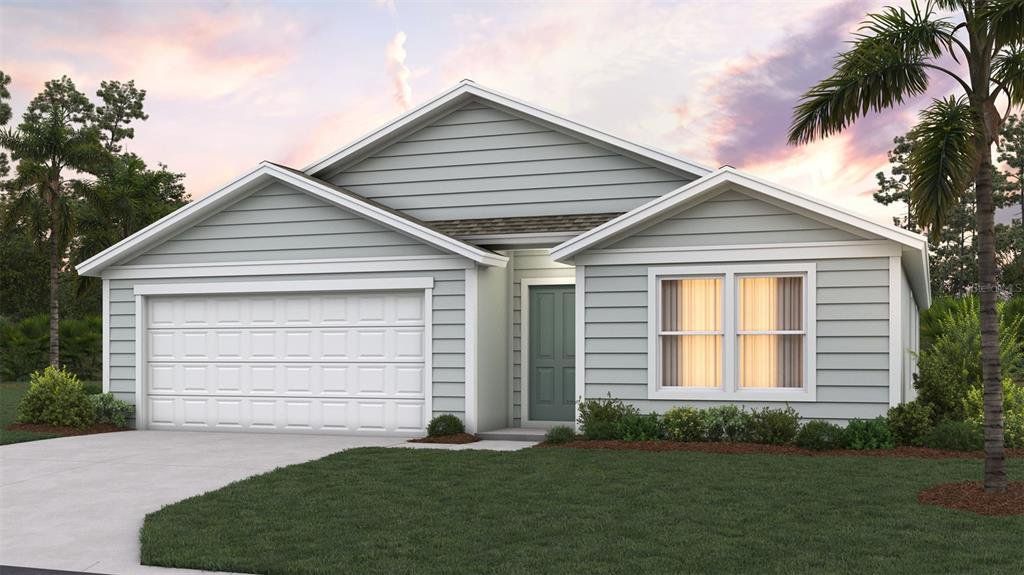 Front exterior of a new home in Sawmill Branch, Palm Coast, FL, highlighting curb appeal (Image 1). Front exterior of a new home in Sawmill Branch, Palm Coast, FL, highlighting curb appeal (Image 1).