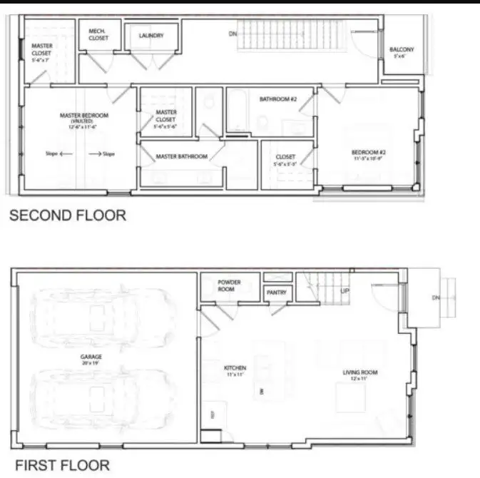 2D floor plan layout for the Walker by Red Seal Homes in 44Tenn Townhomes, Nashville, TN (Image 1). 2D floor plan layout for the Walker by Red Seal Homes in 44Tenn Townhomes, Nashville, TN (Image 1).