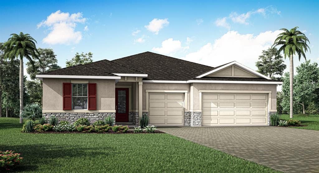 Front exterior of a new home in Waterbrooke, Clermont, FL, highlighting curb appeal (Image 1). Front exterior of a new home in Waterbrooke, Clermont, FL, highlighting curb appeal (Image 1).