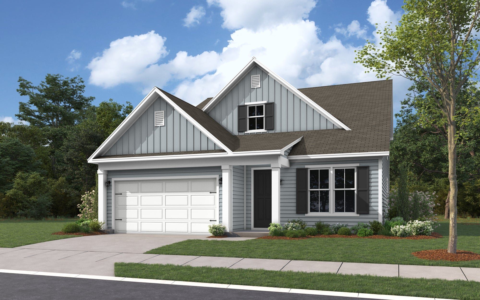 Front exterior of a new home in Tidewater at Lakes of Cane Bay, Summerville, SC, highlighting curb appeal (Image 1). Front exterior of a new home in Tidewater at Lakes of Cane Bay, Summerville, SC, highlighting curb appeal (Image 1).