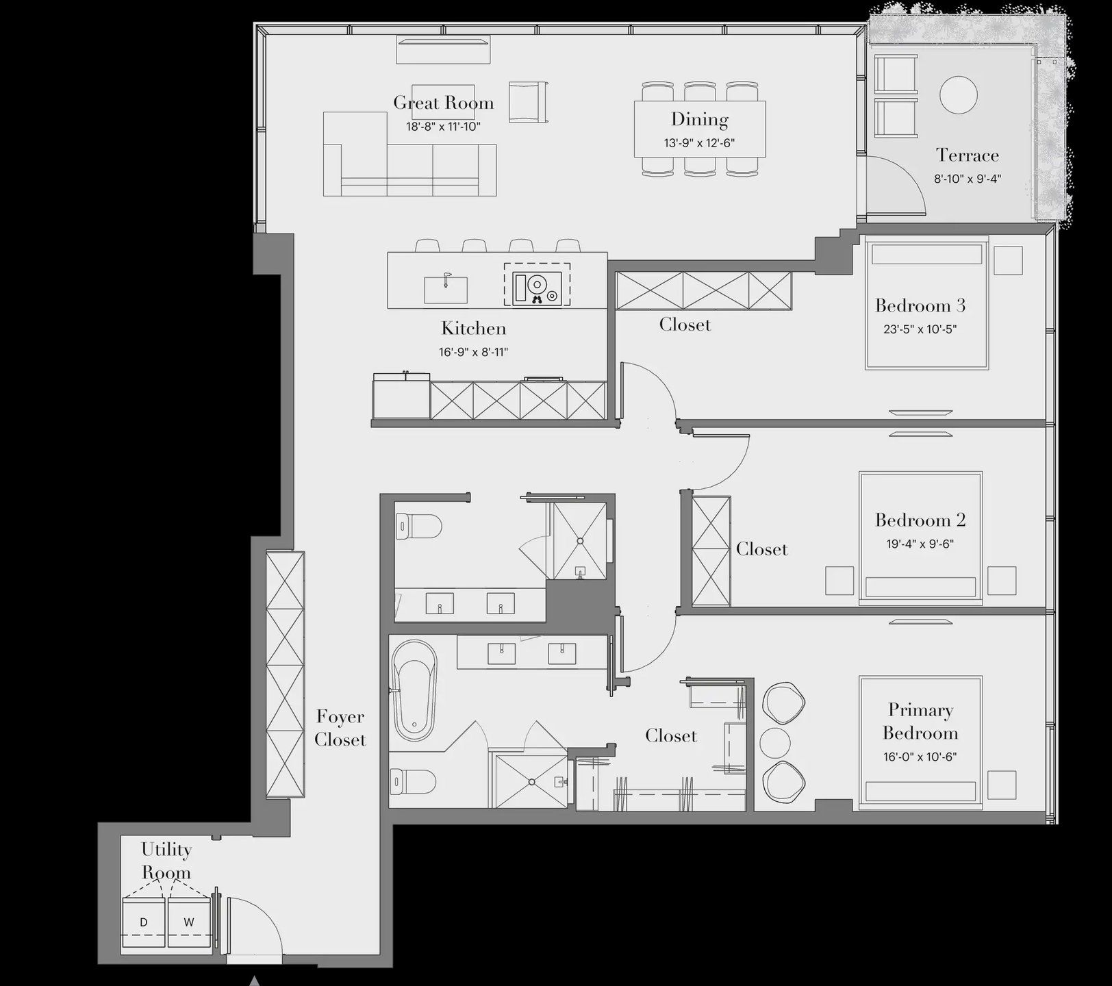 2D floor plan layout for the 3B-02 by Optima Homes in Optima McDowell Mountain, Scottsdale, AZ (Image 1).