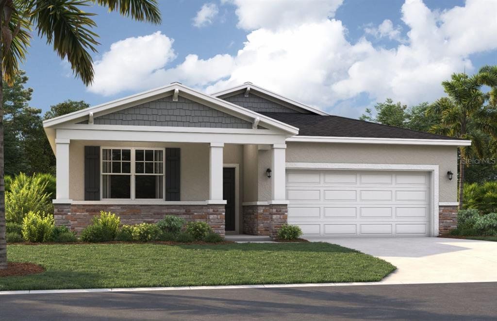 Front exterior of a new home in Green Leaf, West Melbourne, FL, highlighting curb appeal (Image 1). Front exterior of a new home in Green Leaf, West Melbourne, FL, highlighting curb appeal (Image 1).