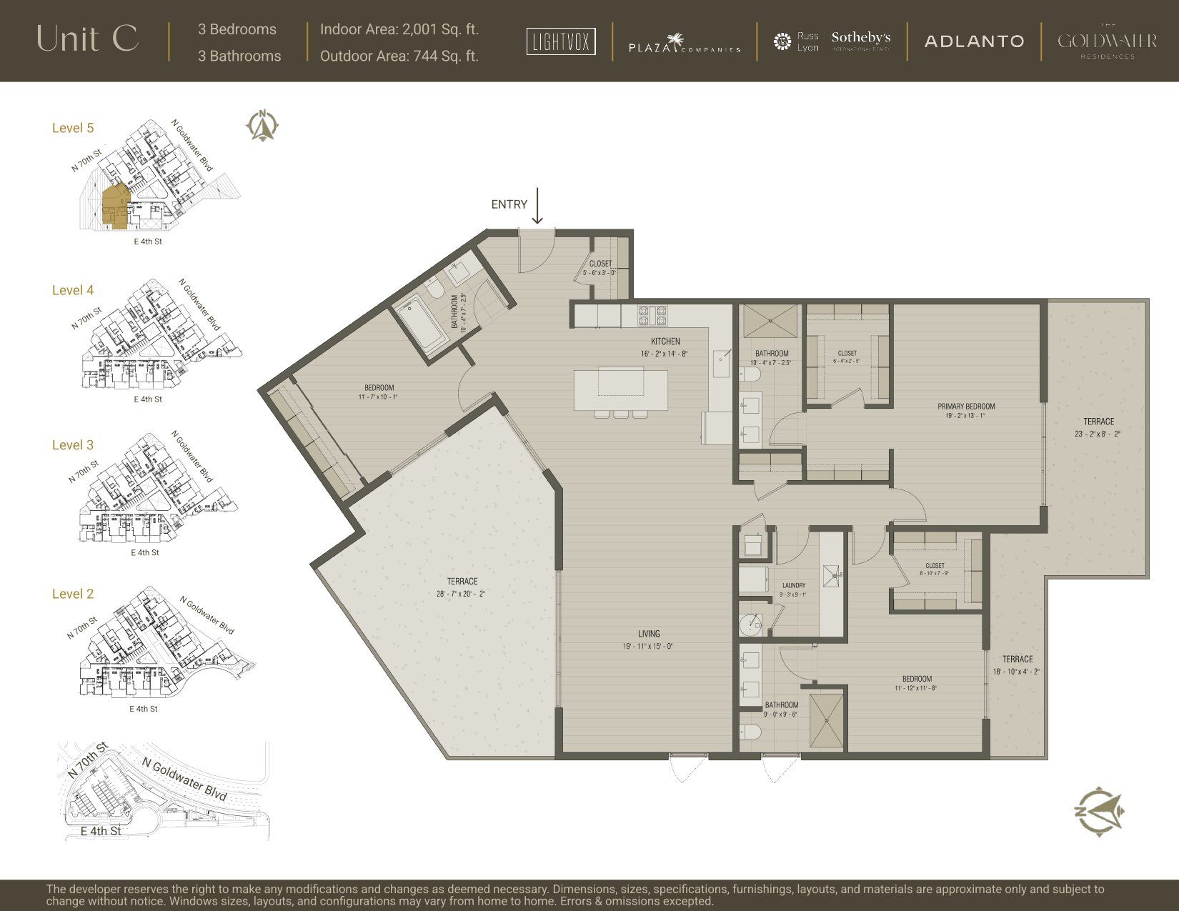 2D floor plan layout for the Unit C by Adlanto in The Goldwater Residences, Scottsdale, AZ (Image 1). 2D floor plan layout for the Unit C by Adlanto in The Goldwater Residences, Scottsdale, AZ (Image 1).
