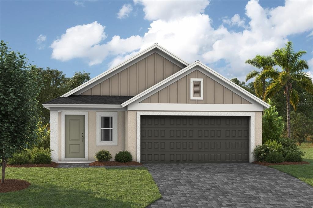 Front exterior of a new home in Cherrywood Preserve, Ocala, FL, highlighting curb appeal (Image 1). Front exterior of a new home in Cherrywood Preserve, Ocala, FL, highlighting curb appeal (Image 1).