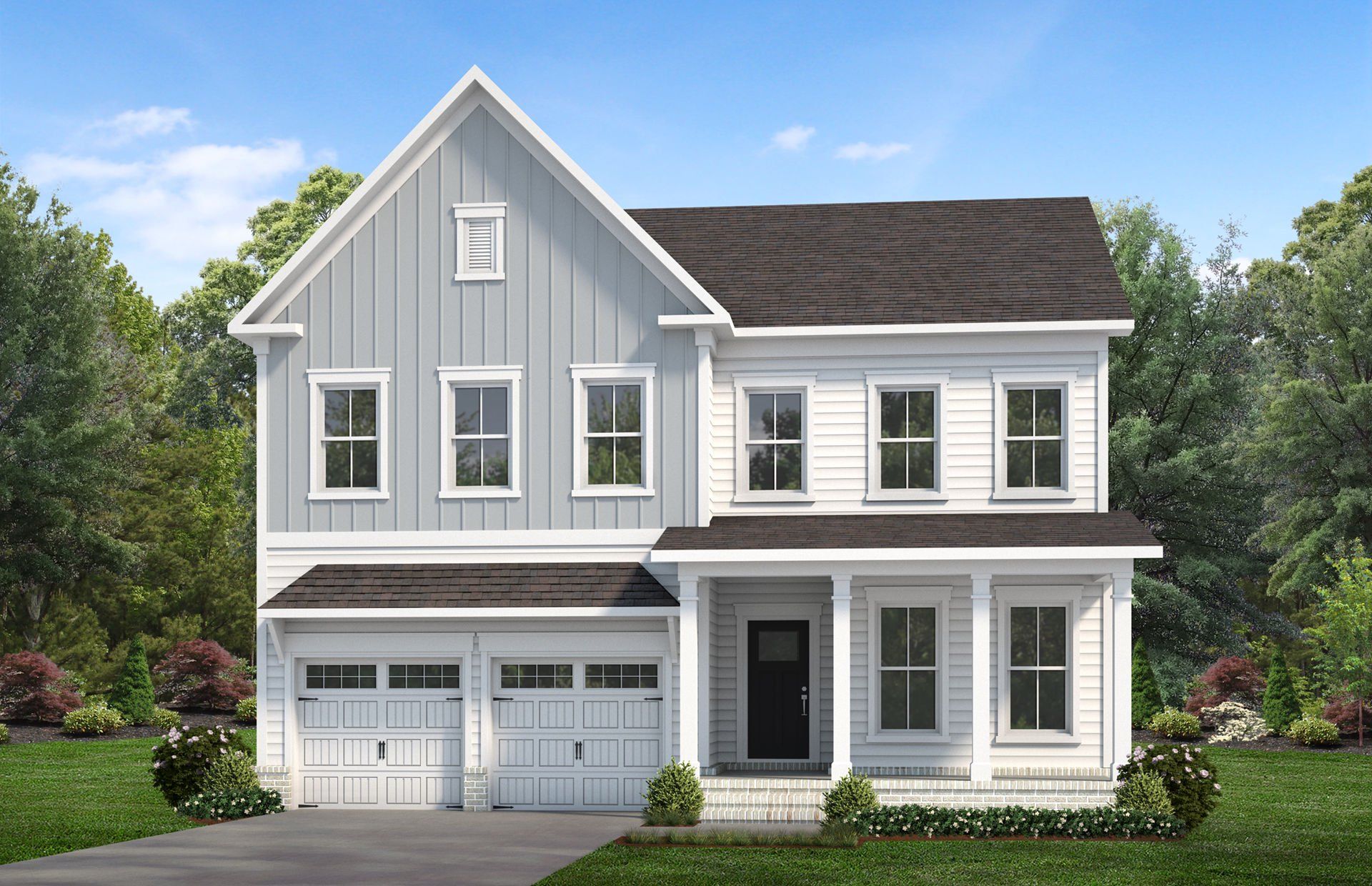 Front exterior of a new home in Mailman Post, Knightdale, NC, highlighting curb appeal (Image 1). Front exterior of a new home in Mailman Post, Knightdale, NC, highlighting curb appeal (Image 1).