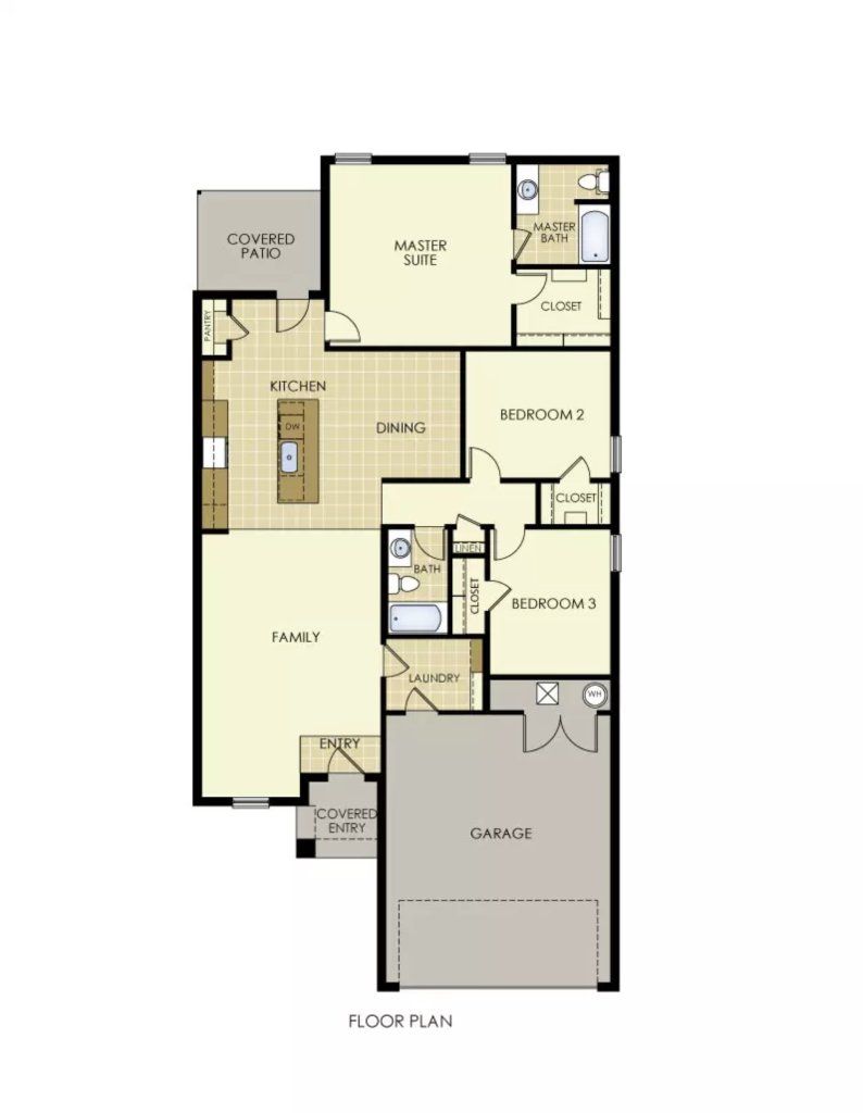 2D floor plan layout for the The Dartmoor by Wyldewood Homes in Washington Meadows, Sherman, TX (Image 1).