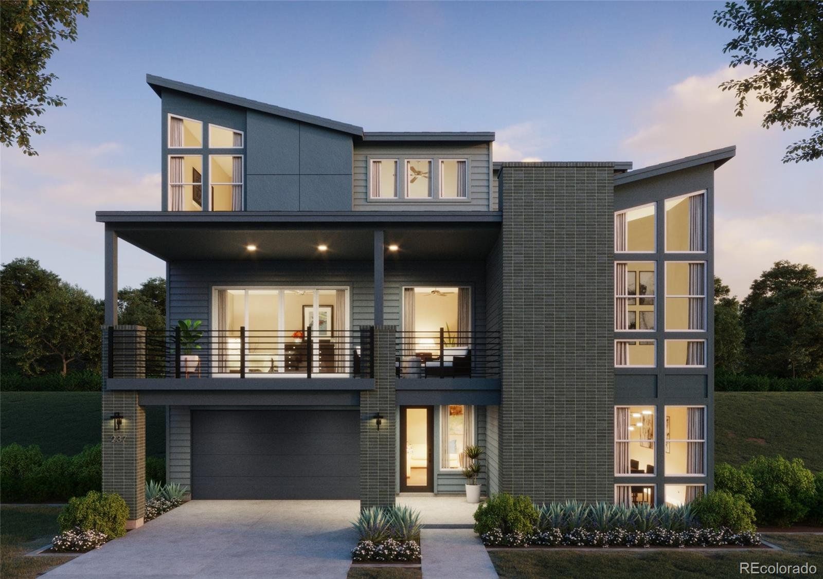 Front exterior of a new home in Lyric at Ridgegate, Lone Tree, CO, highlighting curb appeal (Image 1). Front exterior of a new home in Lyric at Ridgegate, Lone Tree, CO, highlighting curb appeal (Image 1).