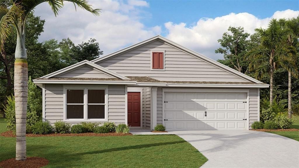 Front exterior of a new home in Sawmill Branch, Palm Coast, FL, highlighting curb appeal (Image 1). Front exterior of a new home in Sawmill Branch, Palm Coast, FL, highlighting curb appeal (Image 1).