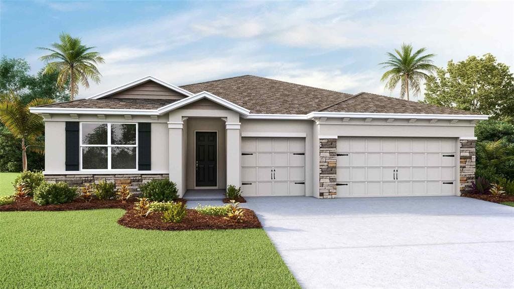 Front exterior of a new home in Farm at Varrea, Plant City, FL, highlighting curb appeal (Image 1). Front exterior of a new home in Farm at Varrea, Plant City, FL, highlighting curb appeal (Image 1).