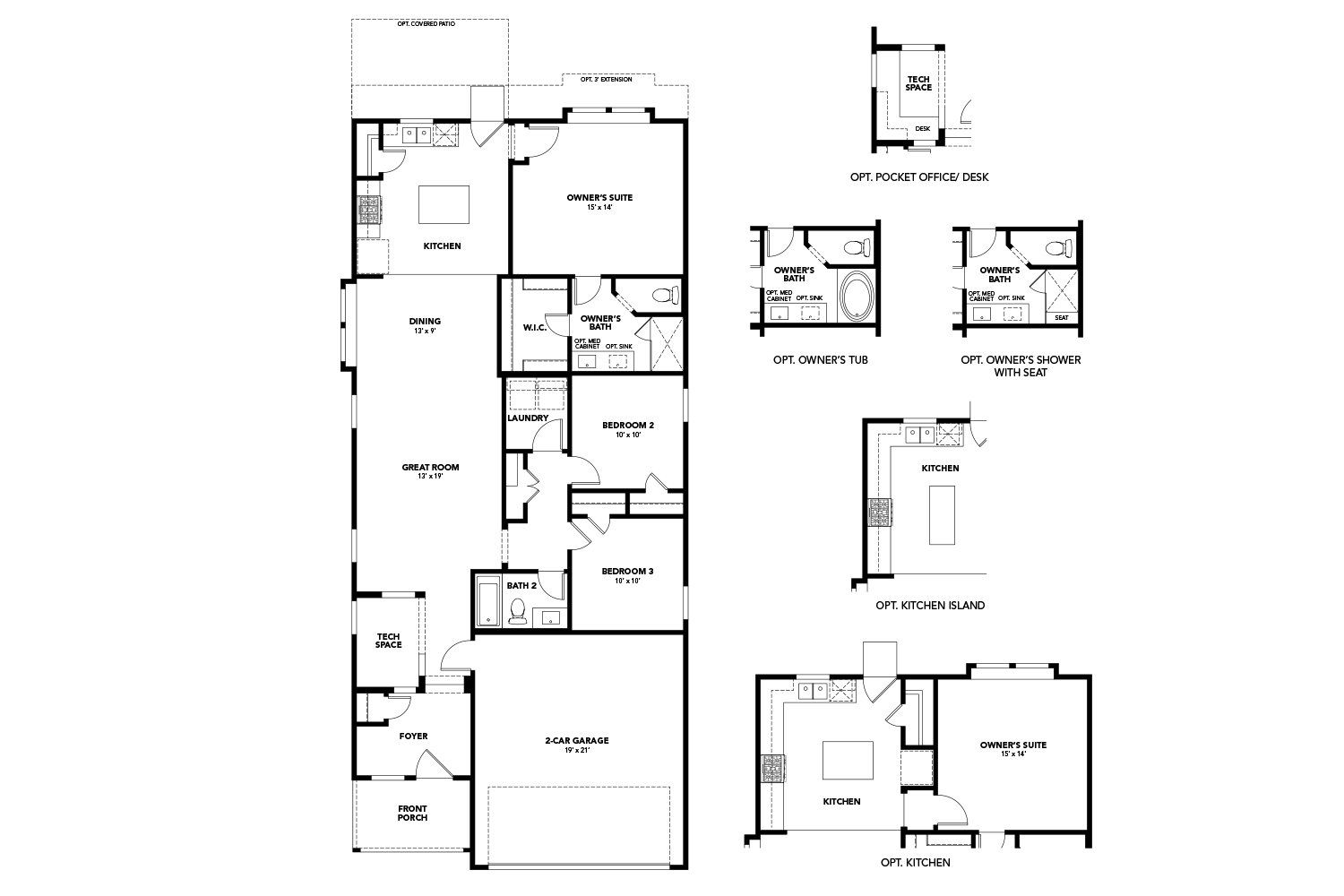 2D floor plan layout for the Horizon by Brightland Homes in Walden Pond, Forney, TX (Image 1). 2D floor plan layout for the Horizon by Brightland Homes in Walden Pond, Forney, TX (Image 1).