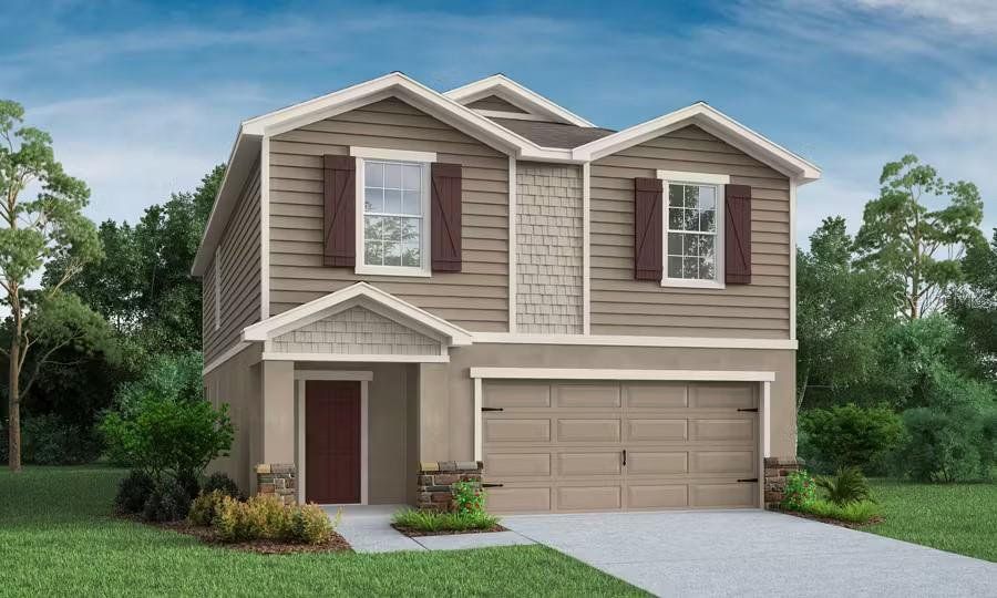 Front exterior of a new home in VillaMar, Winter Haven, FL, highlighting curb appeal (Image 1). Front exterior of a new home in VillaMar, Winter Haven, FL, highlighting curb appeal (Image 1).