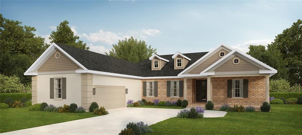 Front exterior of a new home in Pine Ridge Estates, Beverly Hills, FL, highlighting curb appeal (Image 1). Front exterior of a new home in Pine Ridge Estates, Beverly Hills, FL, highlighting curb appeal (Image 1).