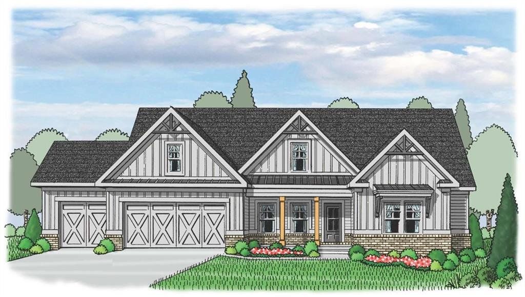 Exterior rendering of this home design in Riverwalk, Monroe, GA (Image 1). Exterior rendering of this home design in Riverwalk, Monroe, GA (Image 1).