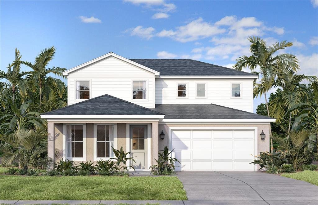 Front exterior of a new home in Trailside, Mount Dora, FL, highlighting curb appeal (Image 1).