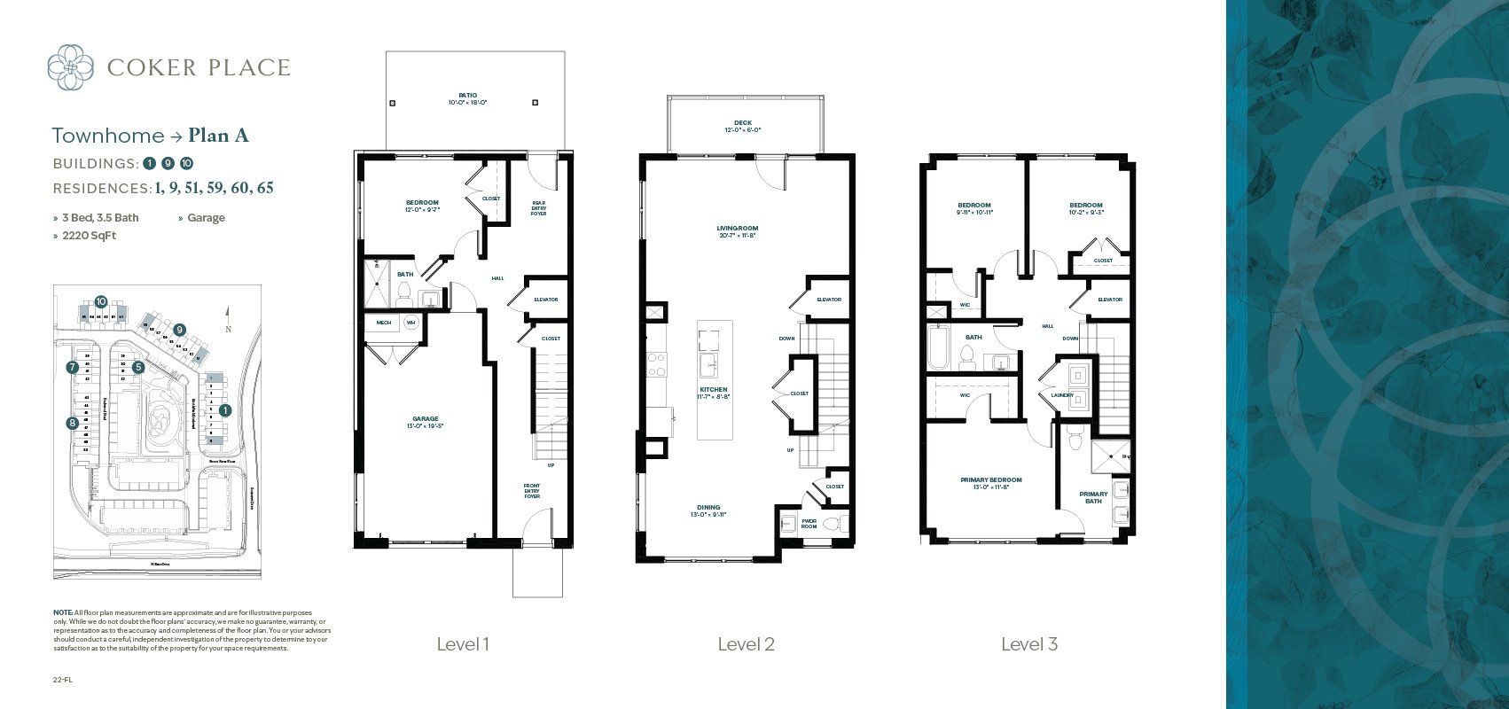 2D floor plan layout for the Plan A by Lock7 Development in Coker Place, Chapel Hill, NC (Image 1).